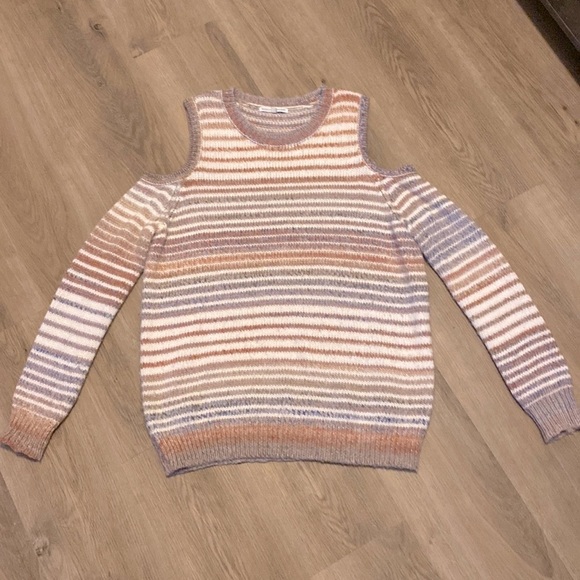 Rebecca Minkoff Page stripe cold shoulder sweater size large - Picture 7 of 14